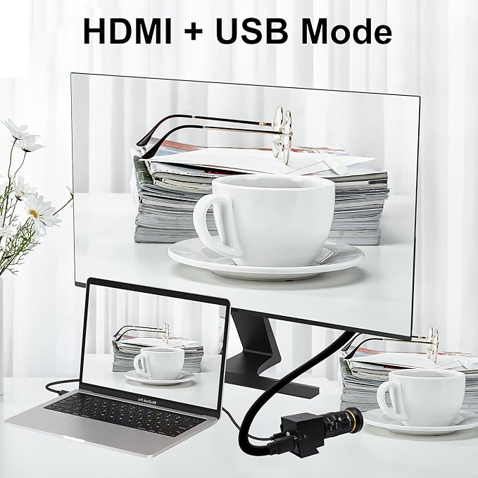 SVPRO HDMI Camera 4K USB Camera HD Streaming Webcam with 5-50mm Telephoto Zoom Manual Lens Industrial Camera CS Mount 10X Optical Zoom Camera for PC Computer,Laptop,Monitor,TV-DeskLoop Office