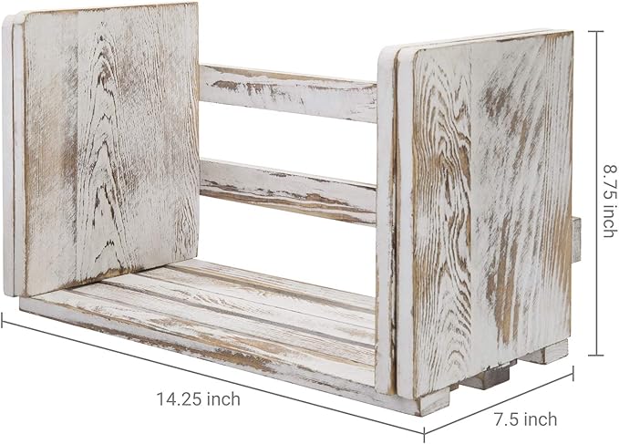 MyGift Rustic Expandable Whitewashed Wood Desktop Bookshelf/Adjustable Tabletop Book Holder Organizer Rack-DeskLoop Office