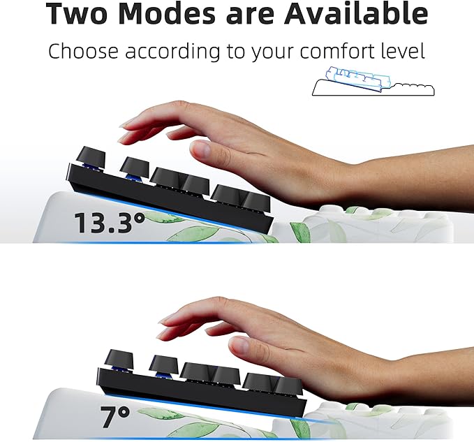 Ospelelf Keyboard Wrist Rest Pad Comfy Ergonomic Keyboard Stand Holder Office Desk Accessories Work from Home Essentials Green Leaves Pattern-DeskLoop Office