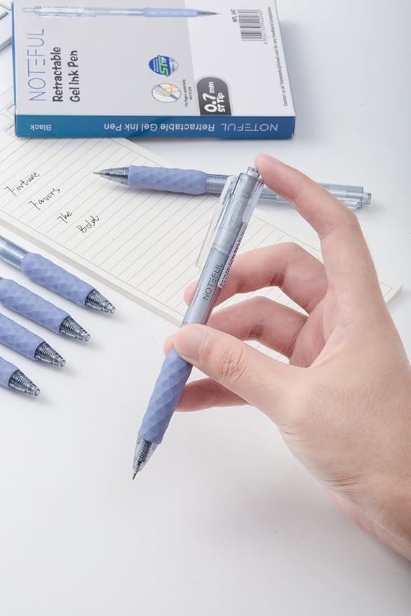 Retractable Gel Pens Clicker, Medium Point 0.7, Premium Comfort Grip for Smooth Writing Planner and School Supplies (Black, 1 Count (Pack of 8))-DeskLoop Office