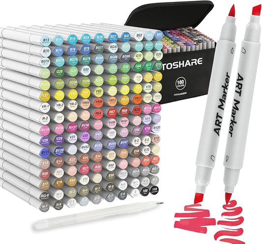 160 Colors Alcohol Markers Set - Double Tip Art Markers Alcohol Based Marker Brush&Chisel Nib Blender Art Pens Permanent Sketch Marker for Kids Adults Coloring and Artist Illustration-DeskLoop Office