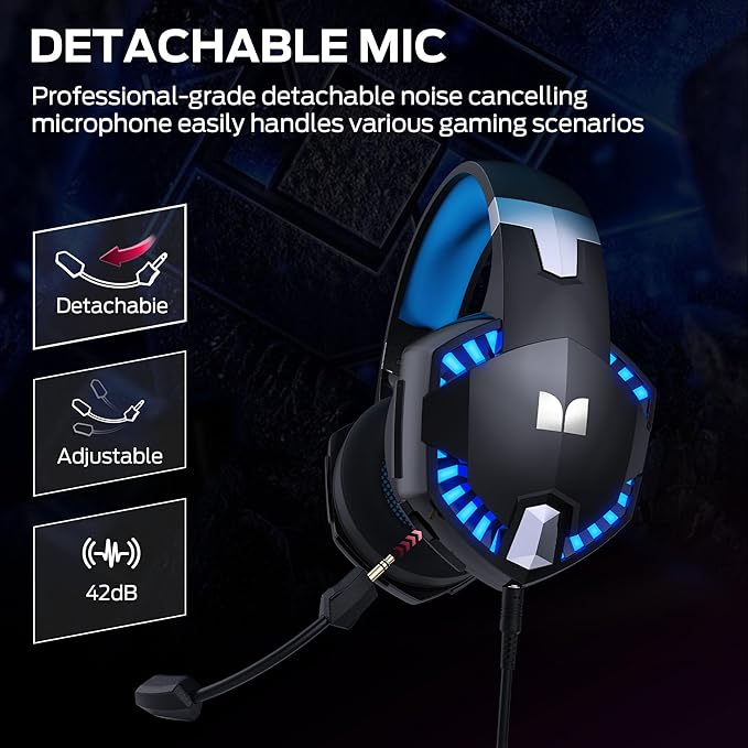 Monster Mission 300 Wireless Gaming Headset, 2.4GHz/Bluetooth Gaming Headphones, Low Latency, Stereo, Audio Location Recognition, 48H Battery Life, Suitable for PS5, PC, PS4 and Other Gaming Devices-DeskLoop Office