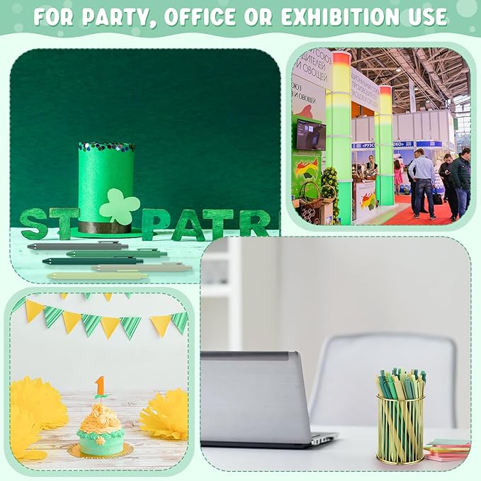 100 Pcs Ballpoint Pens Bulk Retractable Writing 1. 0 mm Black Ink Cute Pens Smooth Writing Color Fancy Gift for Teacher Student Employee Office School Home Baby Shower Supplies (Green Series)-DeskLoop Office