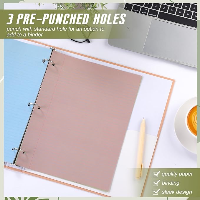 PerKoop 600 Sheets Colored Loose Leaf Paper 8.5" x 11" college ruled Lined 3 Hole Punched notebook Filler Paper for 3 Ring Binders Office School Supplies (Earthy Color)-DeskLoop Office