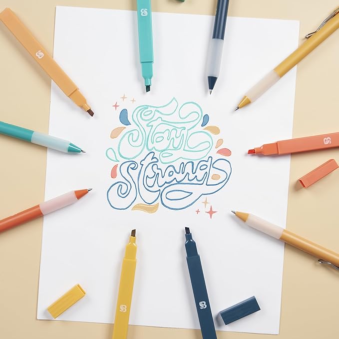 BLIEVE Aesthetic Highlighters and Gel Pens And Soft Tip, No Bleed Dry Fast Easy to Hold, for Bible Journaling Planner Notes School Office Supplies (Vintage)-DeskLoop Office