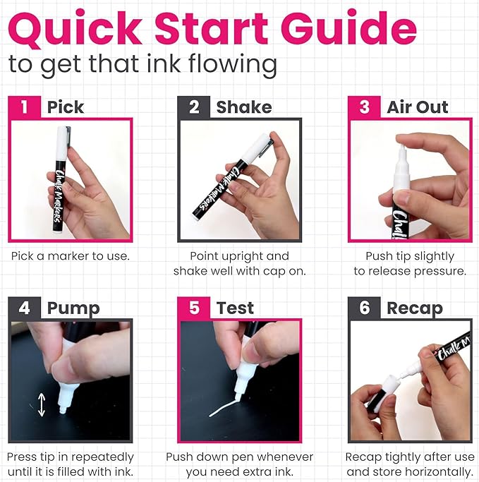 Chalkola White Chalk Markers for Blackboard, Chalkboard Sign, Window, Bistro, Car, Glass (5 Pack 6mm) - Liquid Chalkboard Markers Erasable - Paint Chalk Pens Washable Ink Reversible Tip-DeskLoop Office