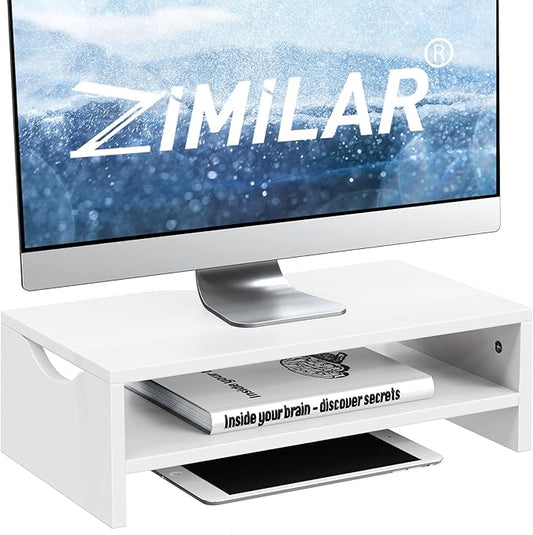 Zimilar Monitor Stand Riser, 2 Tiers Laptop Computer Monitor Riser for PC Screen, iMac, Desktop Wooden Screen Monitor Stand Riser with Storage Organizer for Home Office-DeskLoop Office