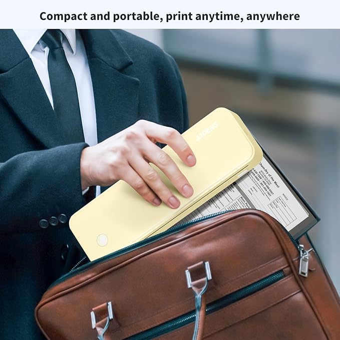 JADENS Portable Printers Wireless for Travel, Thermal Inkless Printer, Support 8.5" X 11" Thermal Paper(Yellow)-DeskLoop Office