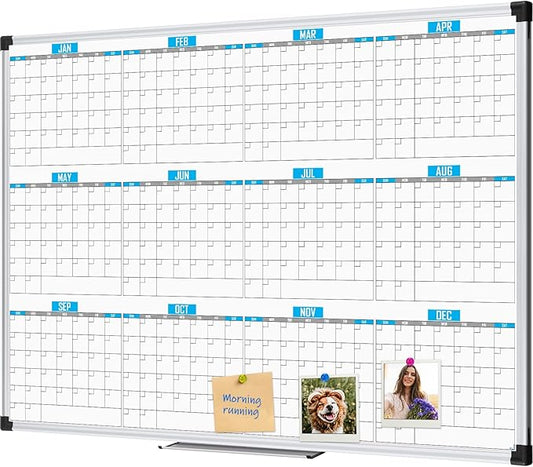 XBoard Magnetic Calendar Whiteboard 48" x 36", 12 Months Calendar Dry Erase Board, Silver Aluminium Framed White Board Planner for Home School Office Organization-DeskLoop Office