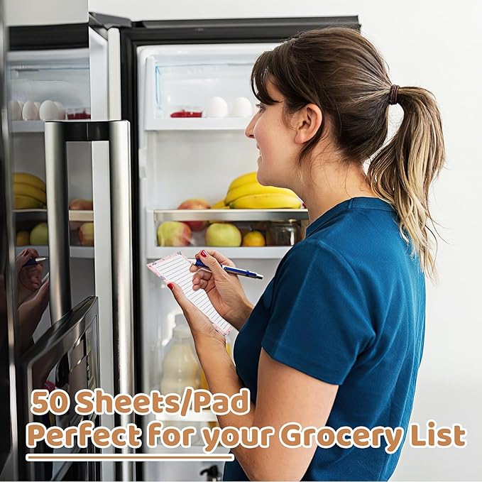 4 Pack Magnetic Note Pad for Fridge with Pen Holder, Totally 200 Sheets Magnetic To Do List, Shopping List, Grocery List, Memo Pads for Refrigerator(Flower Design)-DeskLoop Office