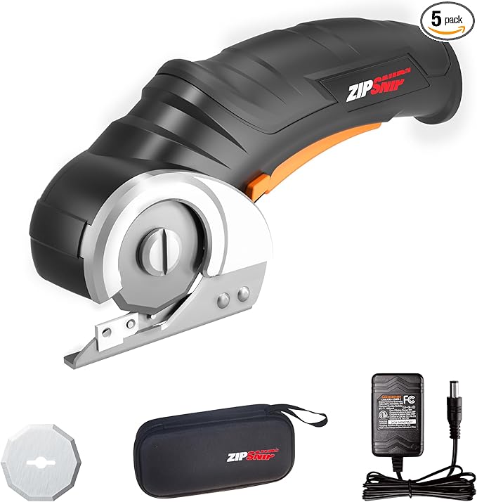 Worx Zipsnip Cordless Electric Scissors, Rechargeable Cardboard Box Cutter, 4V Powerful Fabric Scissors with 2 Safety Blades & Storage Bag WX082L.2-DeskLoop Office