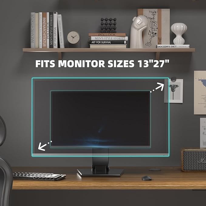 Jakeko Lay Flat Low Profile Monitor Stand - For 14-24" Screens Ergonomic Adjustable Desktop Mount With 100x100mm Compatibility-DeskLoop Office