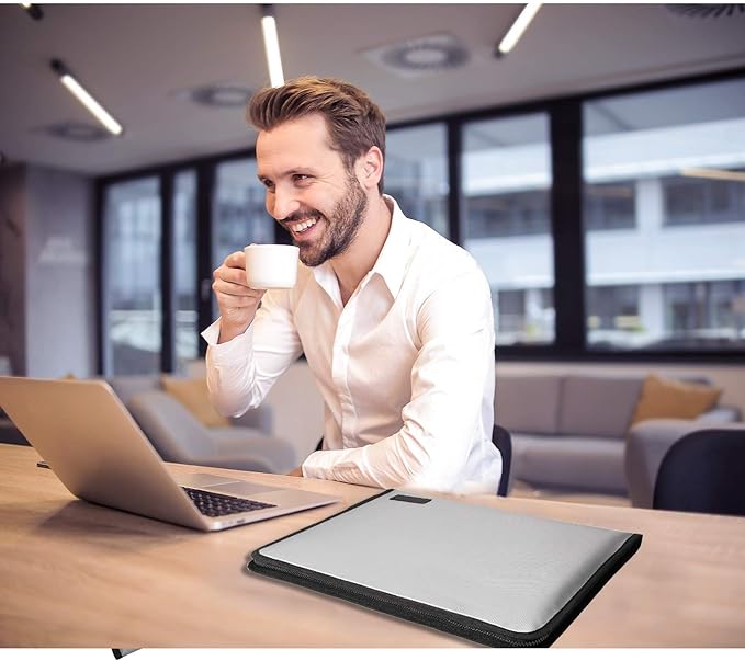 ENGPOW Expanding File Folder Important Document Organizer Fireproof and Waterproof Document Bag with A4 Size 13 Pockets Zipper Closure Non-Itchy Silicone Coated Portable Filing Wallet Pouch(Silver)-DeskLoop Office