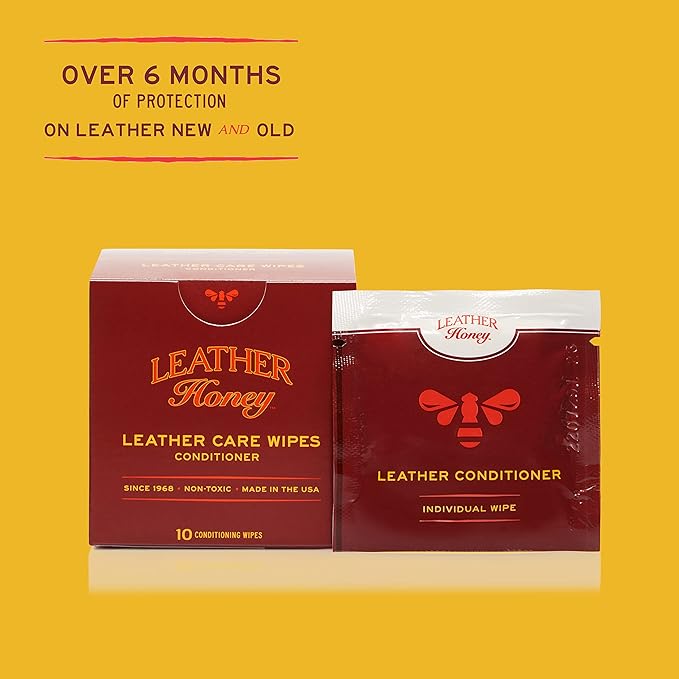 Leather Honey Leather Conditioner Wipes: Restore Leather On-The-Go. Protect & Condition Leather Couches, Car Seats, Purses, Shoes, Bags & Tack. Safe for Any Color. 10 Non-Toxic, Ready-to-Use Wipes-DeskLoop Office