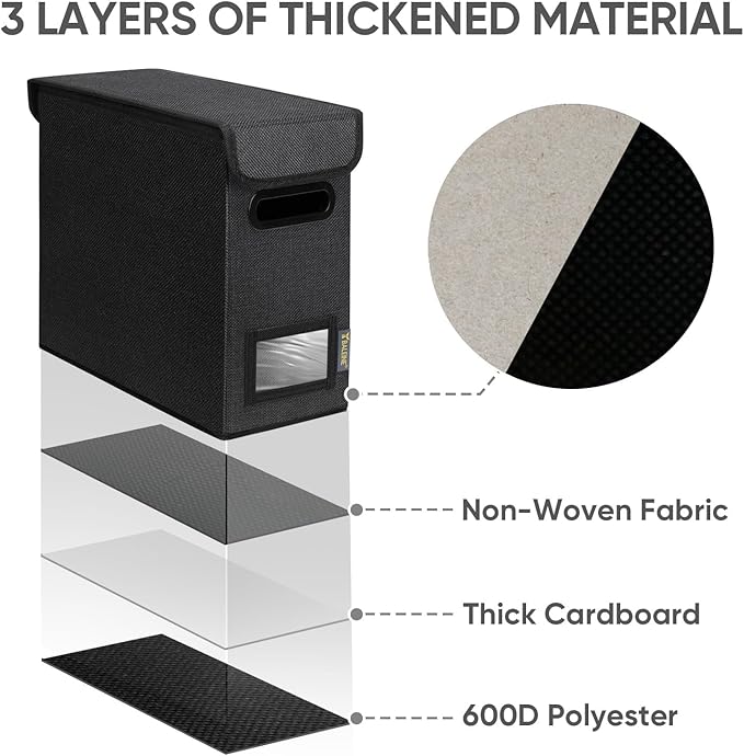 BALEINE File Organizer Box with Lid, Collapsible File Folder Organizer with Plastic Slide, Hanging File Folder Box for Office Document Storage (1 Pack, Black, S)-DeskLoop Office