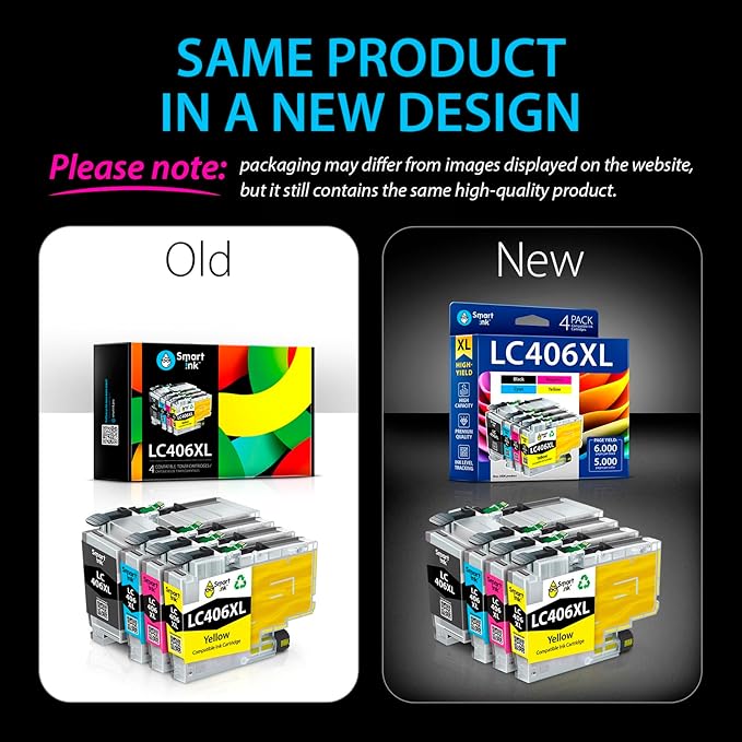 Smart Ink Compatible Ink Cartridges Replacement for Brother LC406 XL LC406XL for Brother Printer MFC-J4335DW MFC-J4535DW MFC-J5855DW MFC-J6555DW MFC-J4345DW XL (4 Pack, Black, Cyan, Magenta, Yellow)-DeskLoop Office
