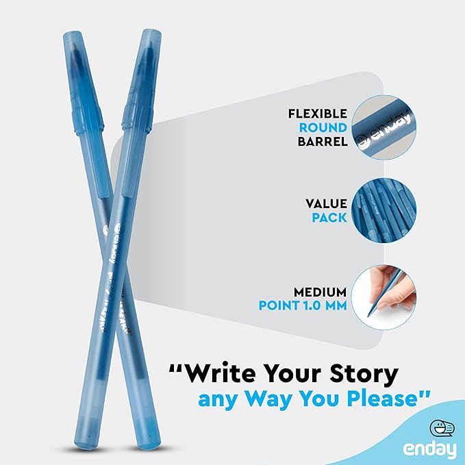 Enday Bulk Ballpoint Pens Blue (240 Pack) Ink pens bulk, Medium Point 1.0mm, office, Smooth Writing Blue ink for School, Home, and Office.-DeskLoop Office