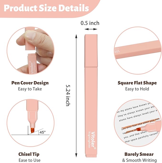 Bible Highlighters,10Pcs Chisel Tip Aesthetic Markers,Pastel Highlighters for Journaling Planner Notes School Supplies-DeskLoop Office