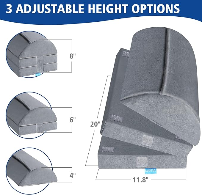 XXL(20in) Foot Rest for Under Desk at Work with 3 Adjustable Heights, Foot Stool with Bamboo Charcoal Foam, Feet Warm Pocket Footrest for Office Gaming Chair, for Leg Support -Gray-DeskLoop Office