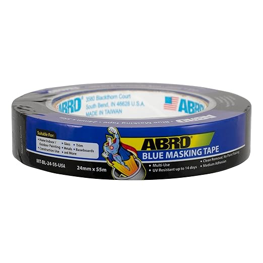 ABRO Blue Painters Tape 1 Inch Wide, 24mm x 55M, All Purpose Blue Tape, Temporary Labeling, Easy Tear, Clean Removal, Masking Tape Colored DIY or Pro-DeskLoop Office