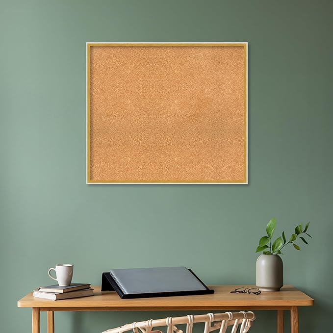 Amanti Art Natural Cork Board for Wall, 29x33 Vision Board with White Frame, Large Corkboard Office Decor for Home Organization, Modern Corkboard Pinboard to Display Items for Home Organization in-DeskLoop Office