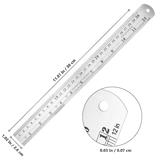 30 Pack 12 Inch Stainless Steel Ruler, Metal Straight Edge Rulers with Inches and Centimeters Precision Measuring Metal Ruler-DeskLoop Office