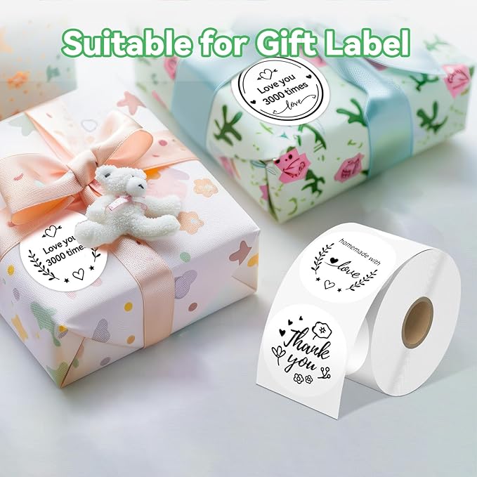 2'' White Round Thermal Labels, 750pcs Circle Thermal Printer Label, Multi-Purpose for DIY Logo Design, Name/Price Tag, Address, QR Code, 750 Labels/Roll-DeskLoop Office