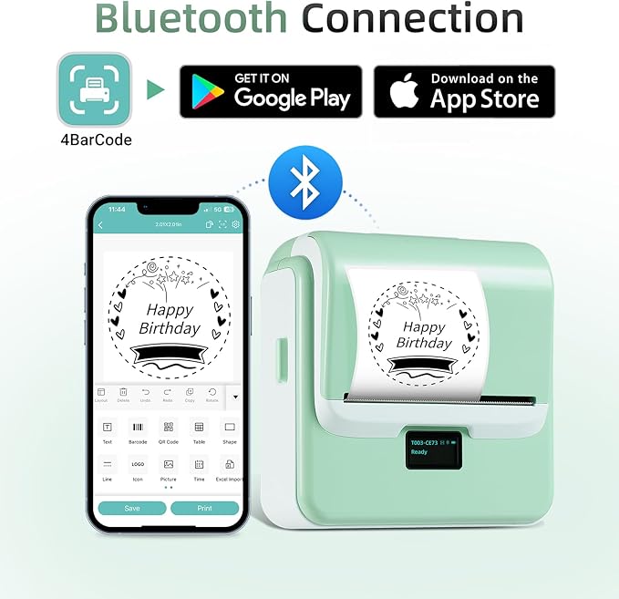 ORGSTA Label Maker Machine with Tape, T003 Thermal Label Maker, 3.15 Inch Bluetooth Label Printer Compatible with Phone & PC, Sticker Printer Barcode Thermal Maker for Small Business, Home, School-DeskLoop Office