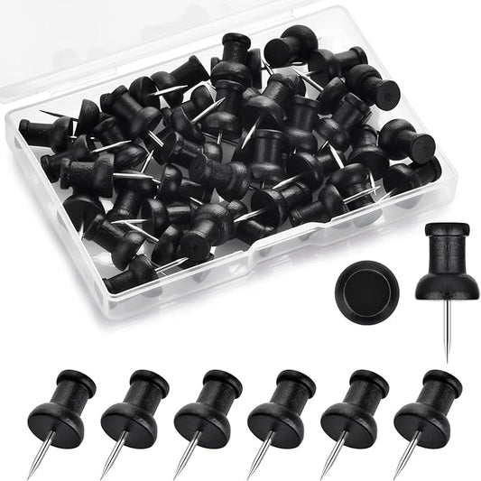 40Pcs Wood Push Pins, Decorative Thumb Tacks, Wooden Pins and Tacks, Cork Board Thumbtacks, Cute Thumbtack for Wall and Bulletin Board, Map Pins-DeskLoop Office