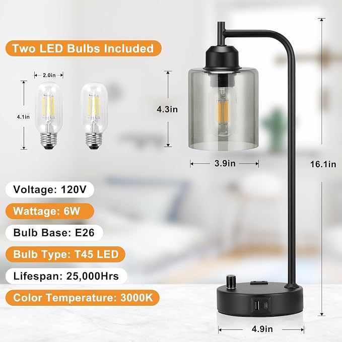 Industrial Desk Lamps for Office Set of 2 - Image 7