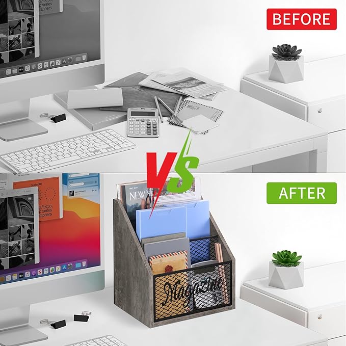 YINMIT Magazine Holder, Stepped 3 Tier Magazine Rack Floor, Magazine Storage Basket, Folder Organizer Bin for Magazines,Books,Newspapers,Tablets-DeskLoop Office