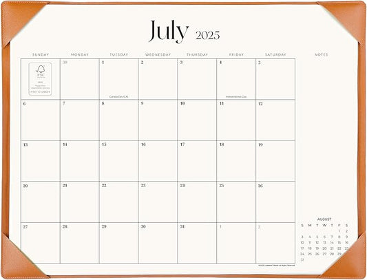 Simplified Desk Calendar 2025-2026 with Desktop Mat, Cabbrix Large Desk Pad Calendar 21" x 16-1/2" from July 2025 to December 2026, Desk Blotter Calendar for Home School and Office (Brown)-DeskLoop Office