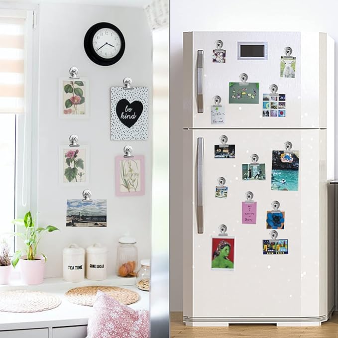 FINDMAG 12 Pack Magnetic Clips for Picture Hanging and Photo Display, Ideal for Fridge, Graduation Picture Display and Picture Holders, Strong Scratch-Free Magnet Clips for Kitchen, Office, Home-DeskLoop Office