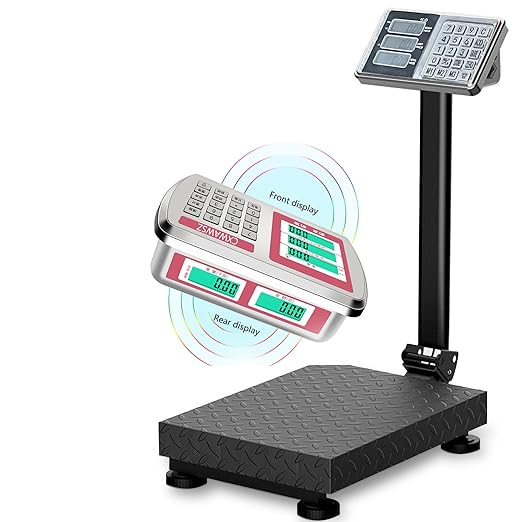 Industrial Platform Scale 660lb Floor Weight Computing Postal Scale Digital Large Scale LB/KG Perfect Foldable for Postal Luggage Shipping Mailing Weighing Double-Sided Display-DeskLoop Office