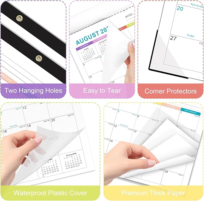 Gannyfer 2025-2026 Desk Calendar, Fridge Calendar Magnet, 18 Monthly Large Yearly Desktop/Wall Calendar, July 2025 - Dec 2026, with Plastic Cover Hanging String Corner Protectors, 17" x 12", Organizers for Office, Home and School (3 Sticker)-DeskLoop Office