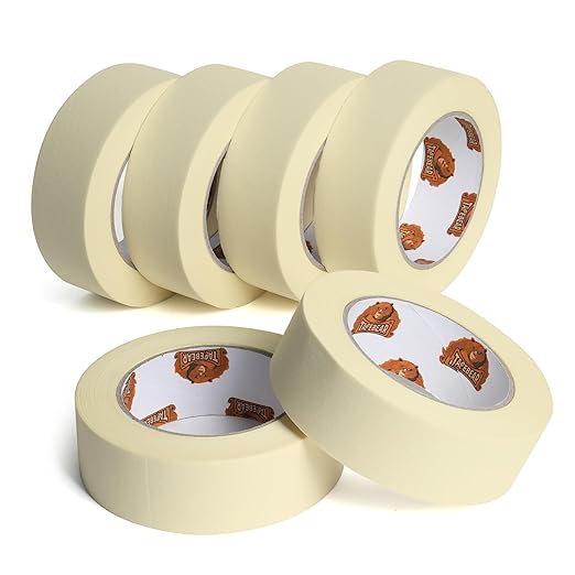 General Purpose Masking Tape 1.41 Inches x 60 Yards, Beige White Painters Tape for Painting, Labeling, DIY Arts Crafts, Home Office School Projects, 6 Rolls-DeskLoop Office