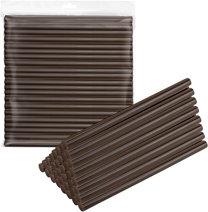 MATUFF Brown hot Glue Stick Full Size 0.43” Dia x 8” Long, 52 pcs Hot melt Adhesive Glue Sticks, Colored Glue Gun Sticks for Christmas Decoration DIY Crafts Arts School Home Gluing Project-DeskLoop Office