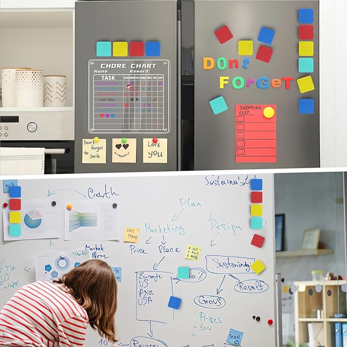 24 pcs Strong Magnetic Whiteboard Erasers - Mini Dry Erase Erasers, Small Chalkboard Cleansers Wiper for Kids and Teachers Classroom Must Haves School Supply Home and Office, Square-DeskLoop Office