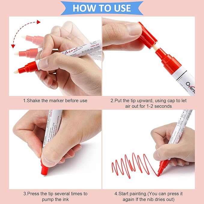 Overseas 48 White Paint Pens, Oil Based Permanent Markers Set - Quick Drying, Waterproof, Fade-Resistant, Medium Tip Paint Markers Bulk for Wood, Metal, Rock, Ceramic, Plastic, Canvas, Glass, Rubber-DeskLoop Office