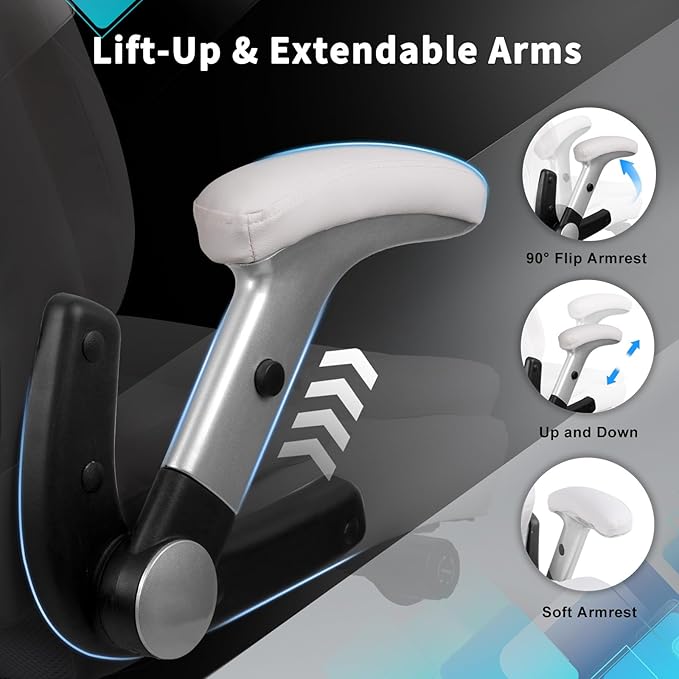 Big and Tall Office Chair 600lbs, Ergonomic Heavy Duty Executive Office Chair, High Back Office Leather Chair with Adjustable Armrests and Lumbar Support, White Big Tall Chair for Heavy People-DeskLoop Office