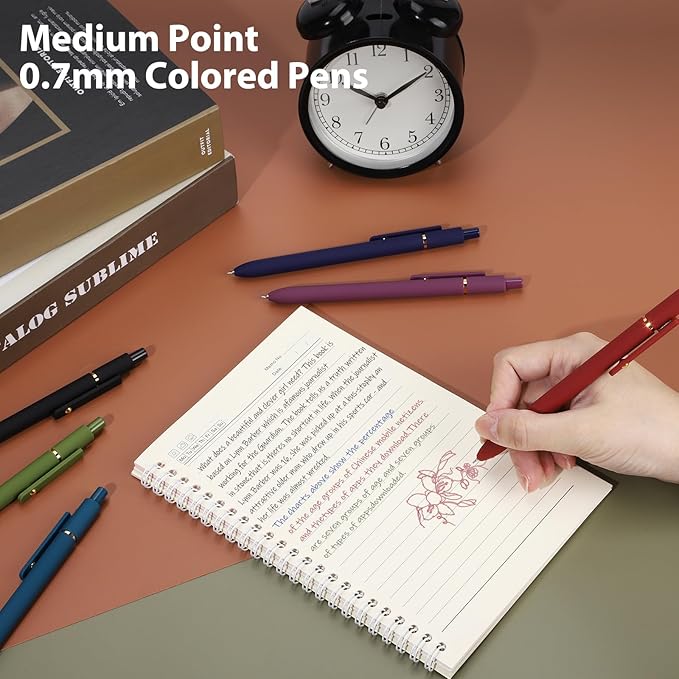 FIOVER Colored Pens, 6 Pack Colorful Gel Pens, Quick-Dry 0.7mm Medium Point for Journaling, Note Taking, Doodling, Aesthetic Office School Supplies, Gifts for Women Men(6PCS Vintage Colorful)-DeskLoop Office