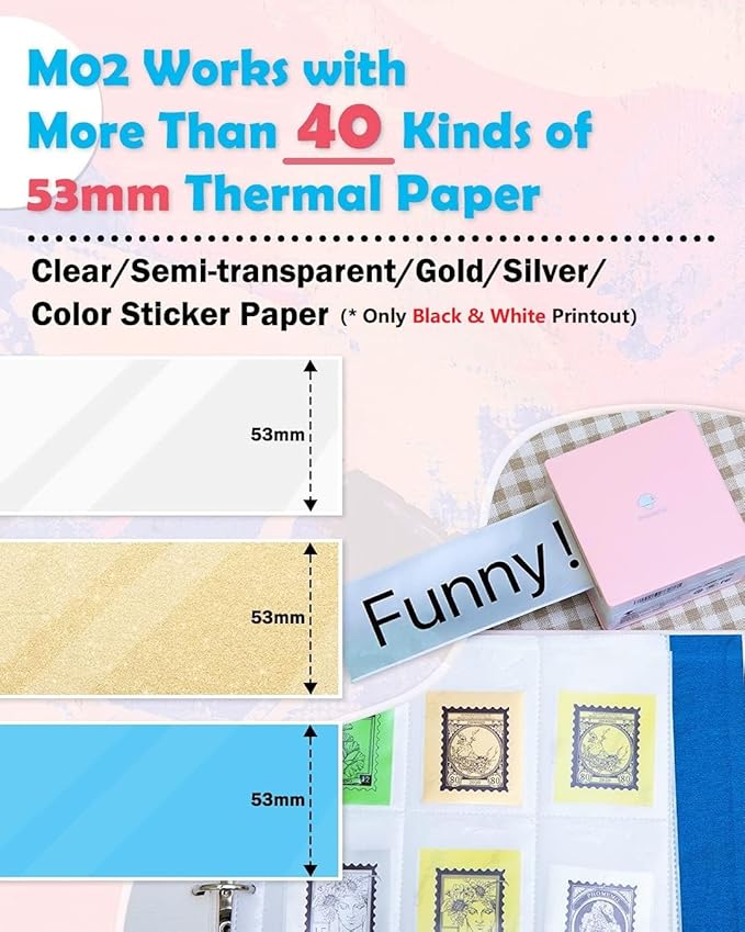 Phomemo Mini Sticker Printer- Mini Printer Sticker Maker Machine M02, Print Pods Suitable for Creative DIY, Diaries, Photos, Study Notes, Portable Thermal Inkless Label Maker for Home/Travel, Pink-DeskLoop Office