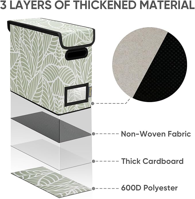 BALEINE File Organizer Box with Lid, Collapsible File Folder Organizer with Plastic Slide, Hanging File Folder Box for Office Document Storage (2 Pack, Antique Foliage, S)-DeskLoop Office