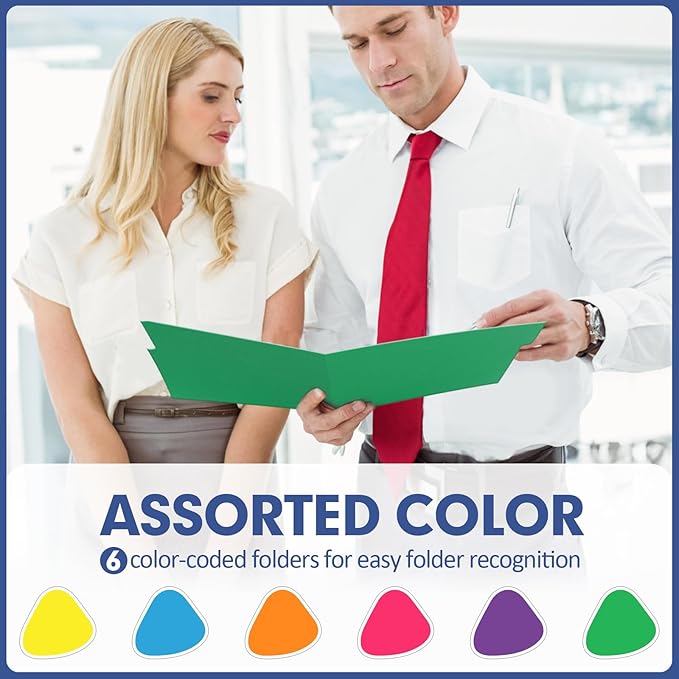 File Folder, PANDRI 220 Pack Colored File Folder, 1/3 Cut Tabs, Letter Size, Assorted 6 Colors Filing Folder for Office School Business-DeskLoop Office