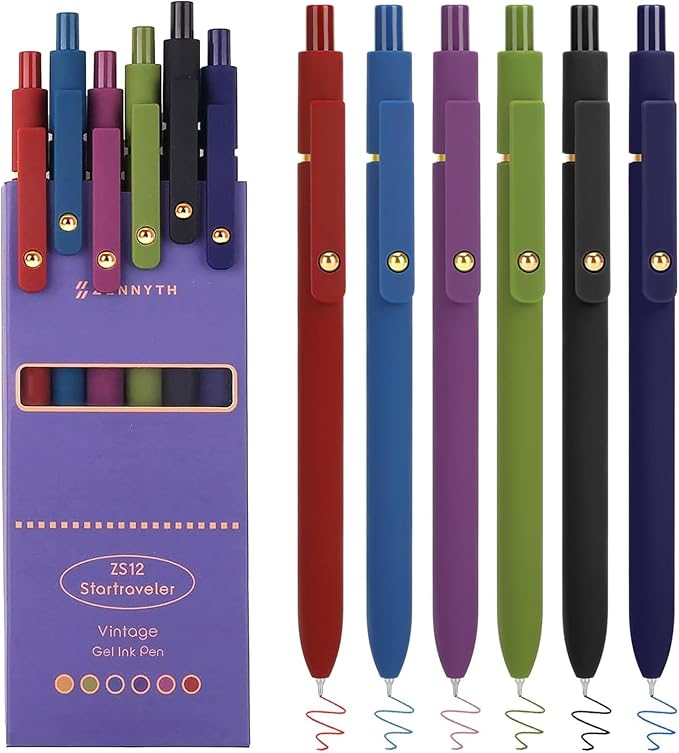 Colored Pens,6Pcs Colorful Gel Pens, Smooth Writing For Journaling, 0.5mm Fine Point,Ballpoint for Office School Supplies,Gifts for Women Men Student(Vintage)-DeskLoop Office
