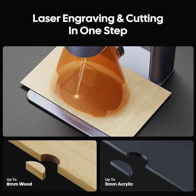 LaserPecker LP4 Dual-Laser Engraver with Cubic Protection Cover, Auto-Pause Safety Sensor, Smoke Extraction for Engrave Metal, Wood, Plastic, Rotary & Slide Extensions Included-DeskLoop Office