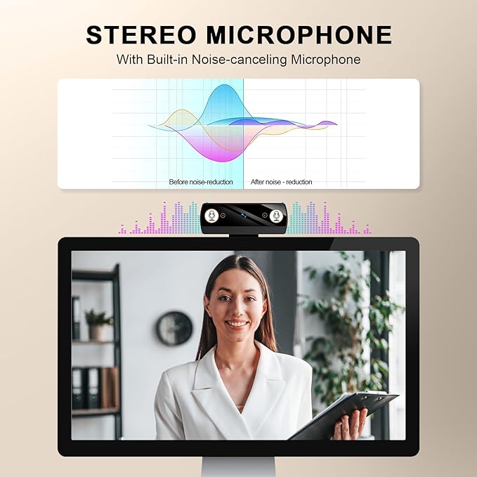 Webcam,Webcams for PC, Full HD 1080P Video Calling, HD Light Correction, Works with Skype, Zoom, FaceTime, Hangouts, PC/Mac/Laptop/MacBook/Tablet-DeskLoop Office