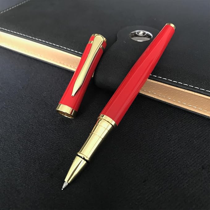 HSK Luxury Ballpoint Pens gift Pen Black Refill Line width 0.5mm,Best Ball Pen Gift Set for Men & Women Professional Executive,Office,Nice Pens Classy Gift Box (Red)-DeskLoop Office