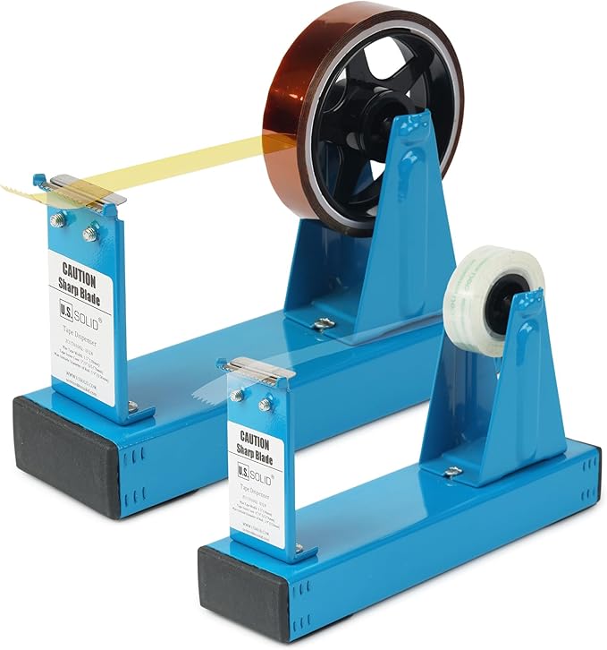 U.S. Solid Desktop Multi-Roll Tape Dispenser - 1.5 Inch Wide, 1 or 3 Inch Core, Iron, Blue-DeskLoop Office