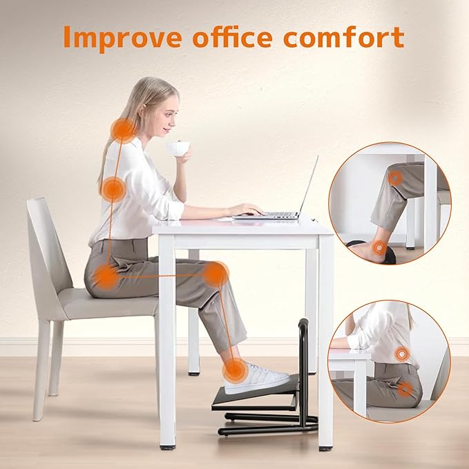 Height Adjustable Standing Foot Rest with Soft Grip Handle,Under Desk Footrest for Standing and Sitting,All-Steel Construction,Black-DeskLoop Office